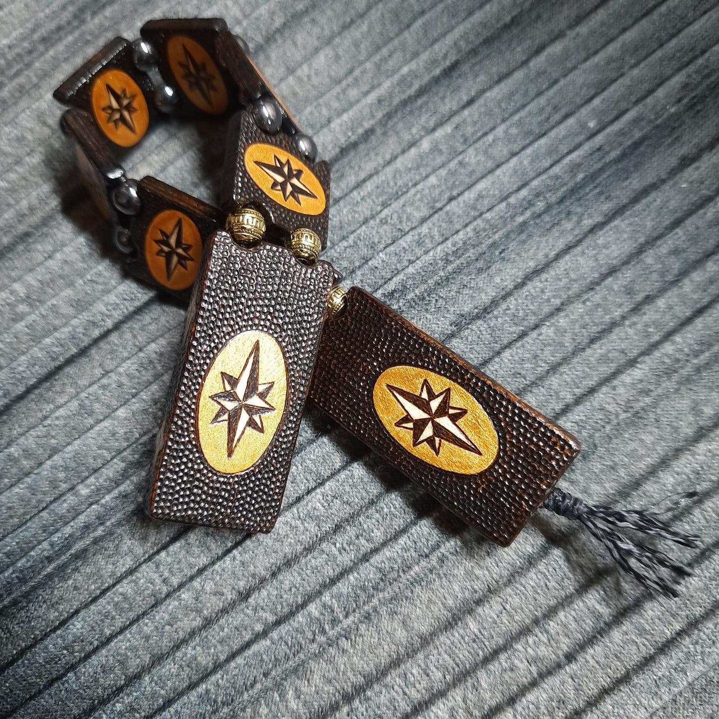 Chetki handmade wooden "Wind Rose Road" gold version