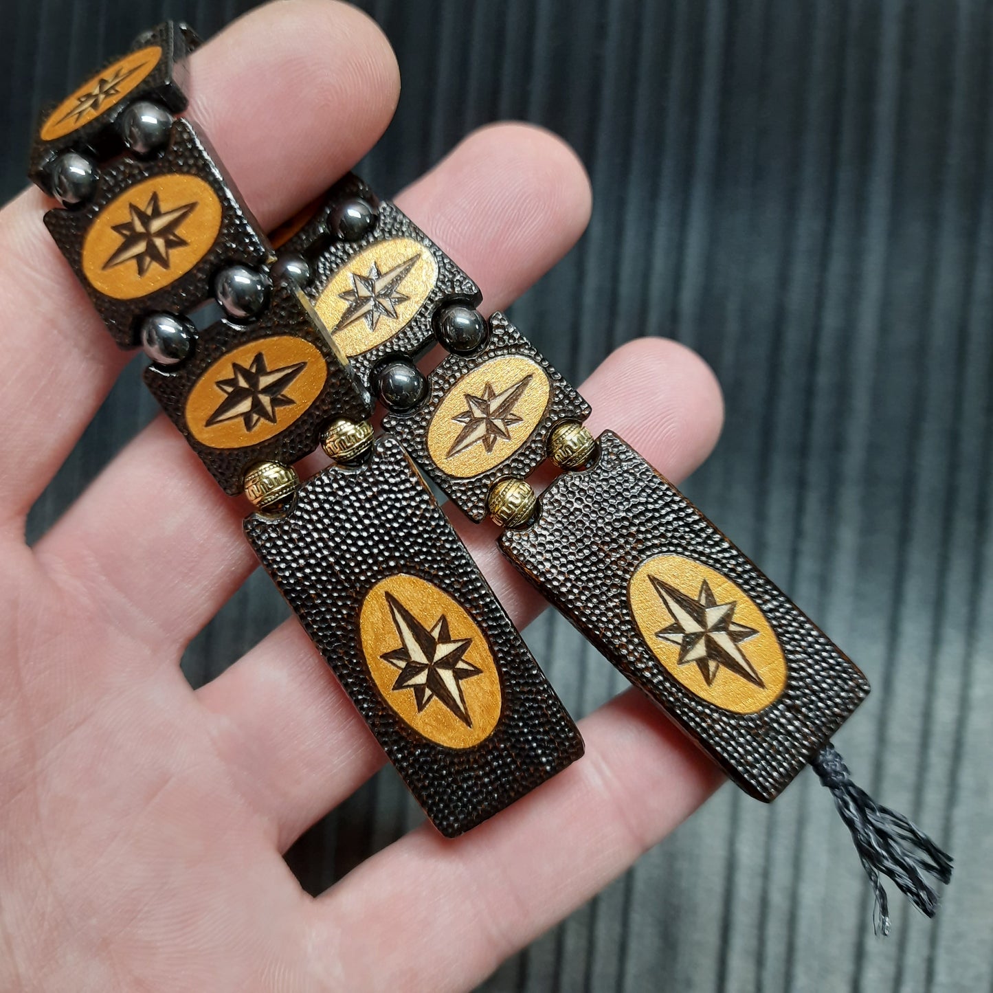 Chetki handmade wooden "Wind Rose Road" gold version