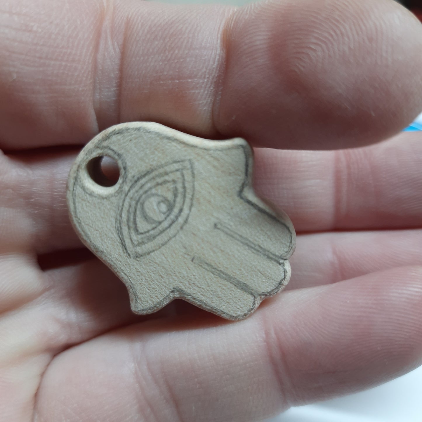 Amulet wooden handmade "Hamsa Hand"