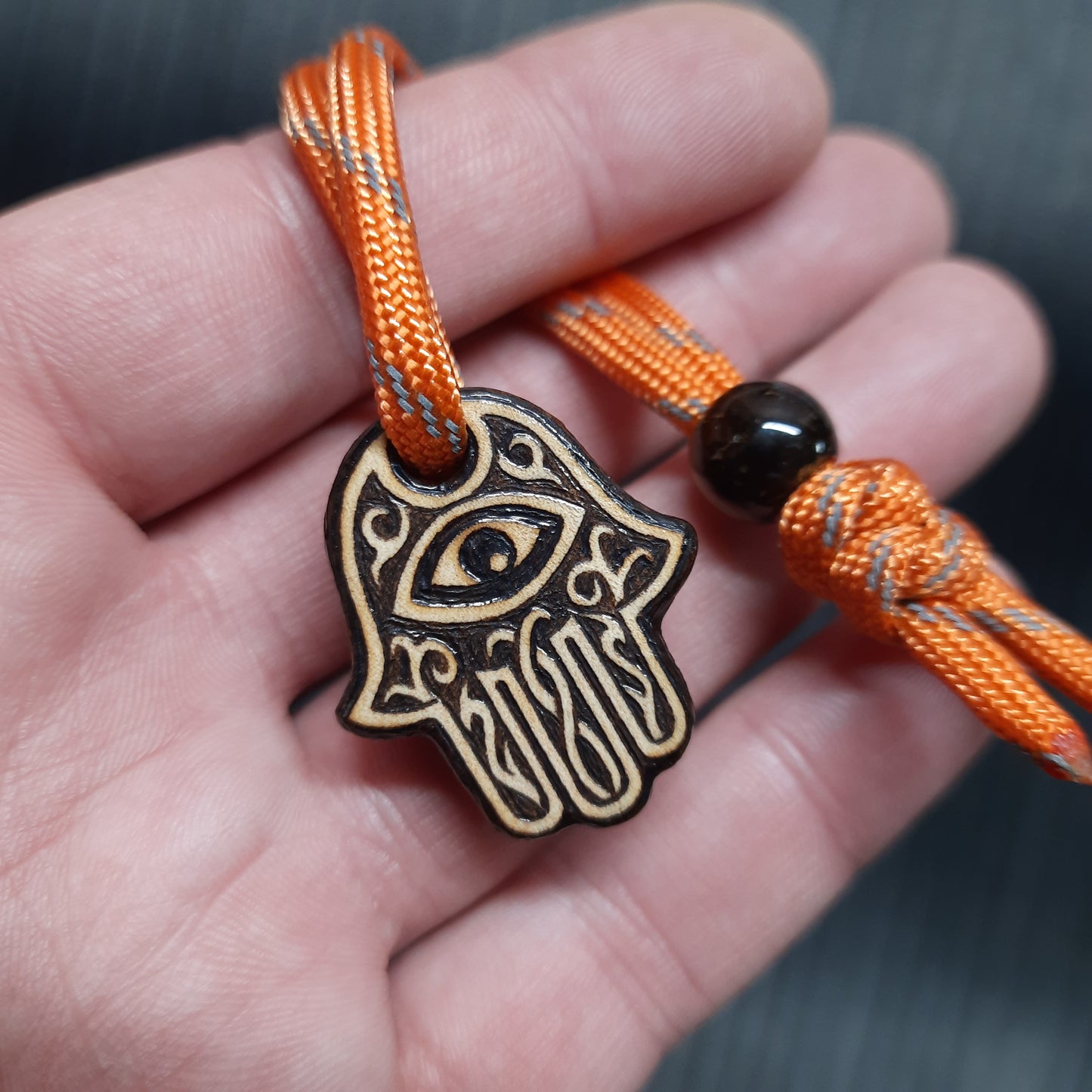 Amulet wooden handmade "Hamsa Hand"