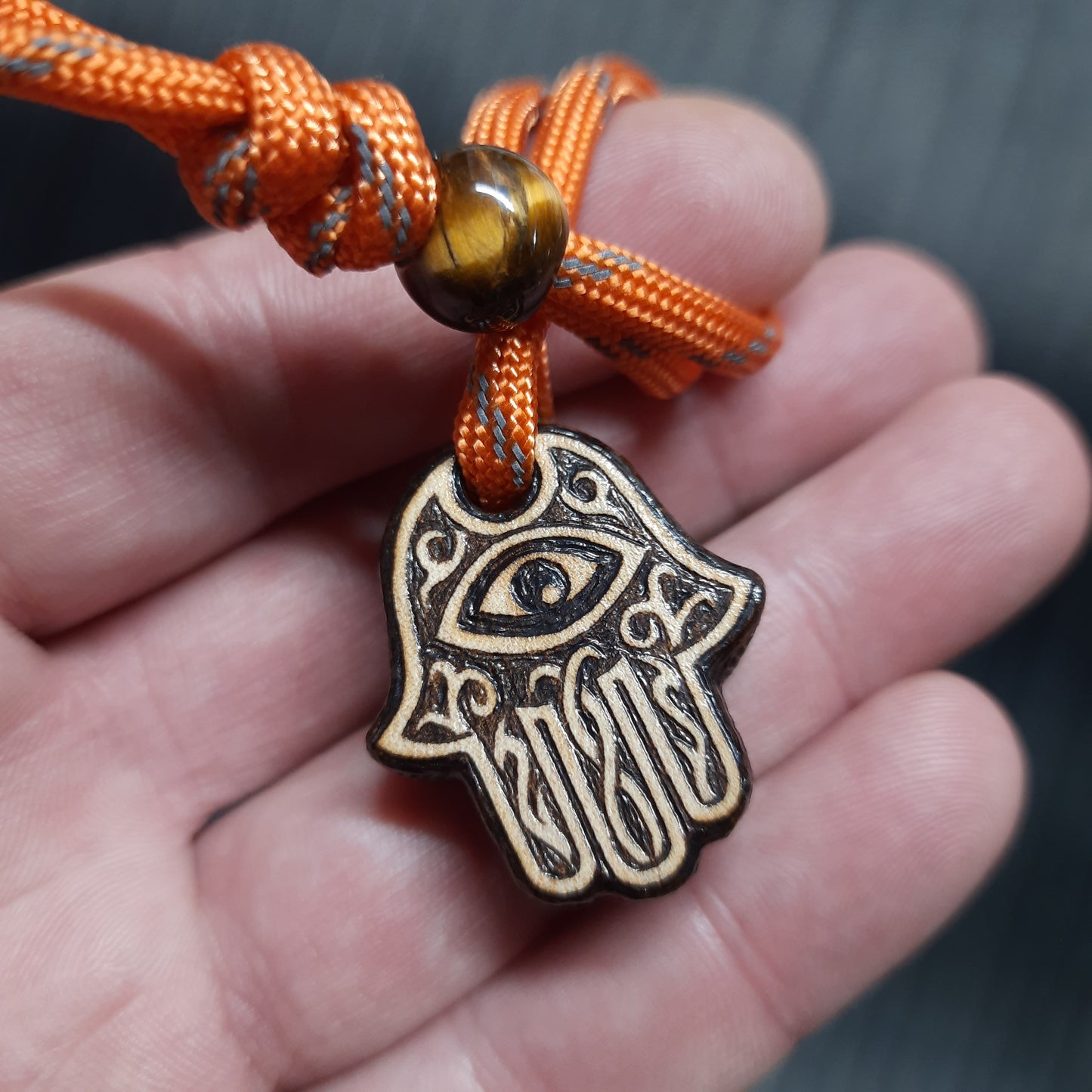 Amulet wooden handmade "Hamsa Hand"