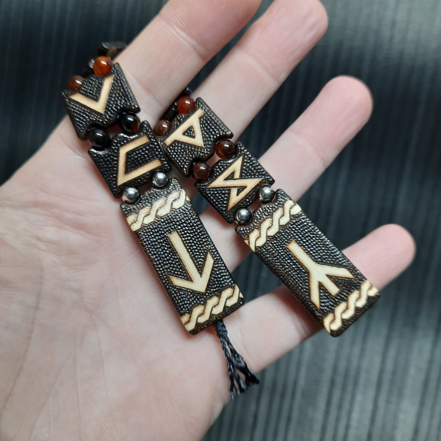 Chetki wooden handmade "Runes in carnelian"