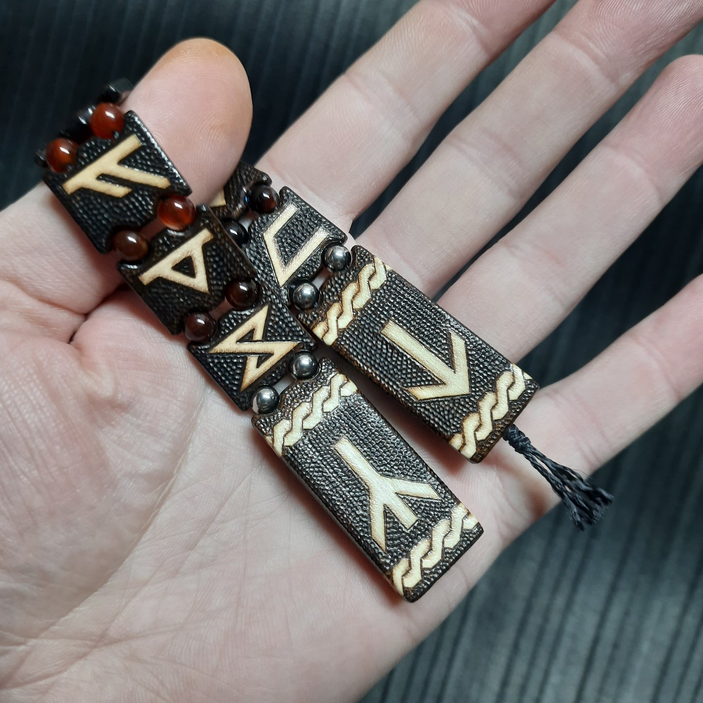 Chetki wooden handmade "Runes in carnelian"