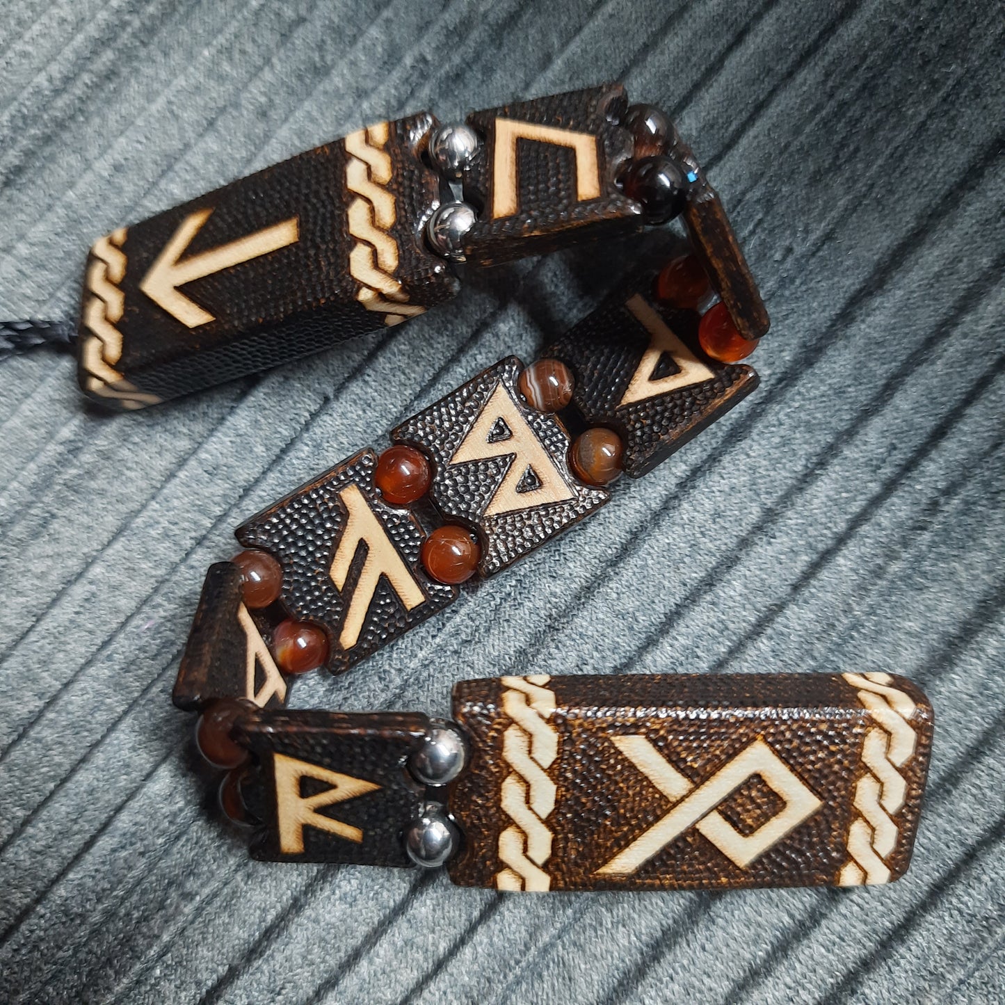 Chetki wooden handmade "Runes in carnelian"