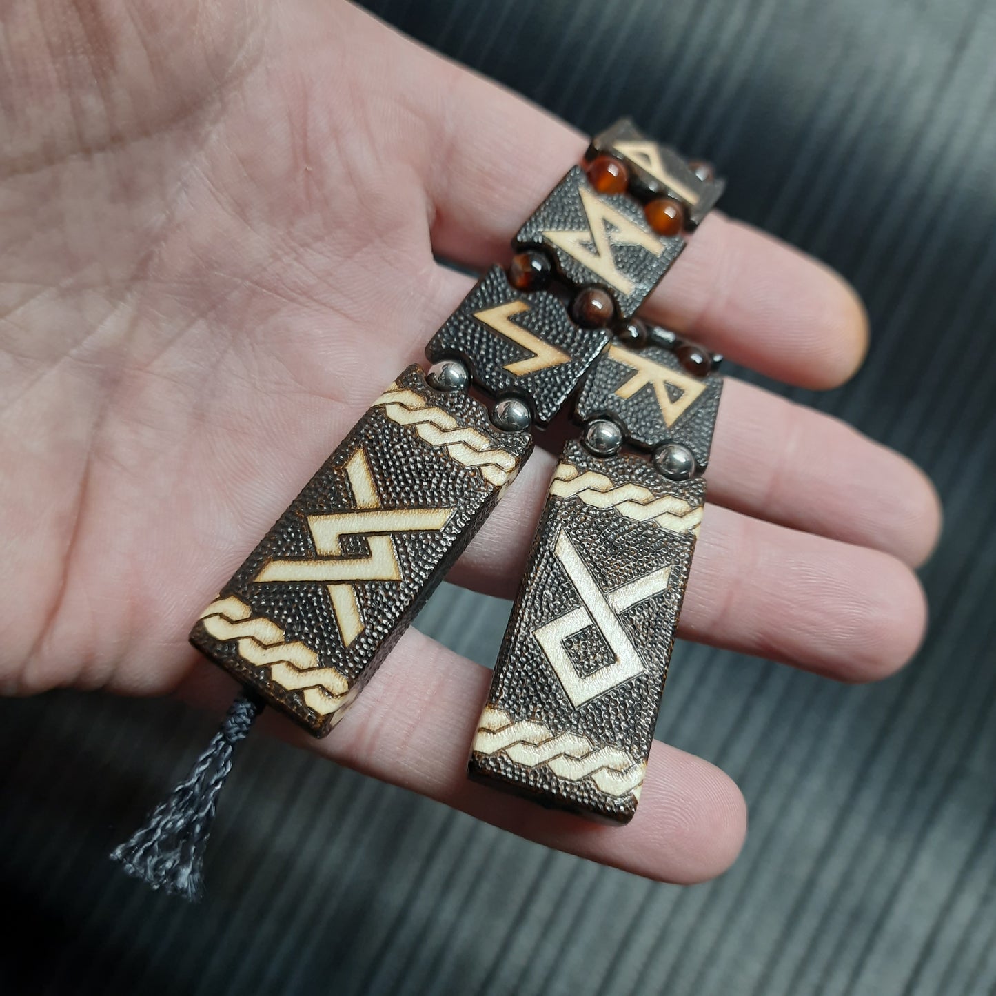 Chetki wooden handmade "Runes in carnelian"