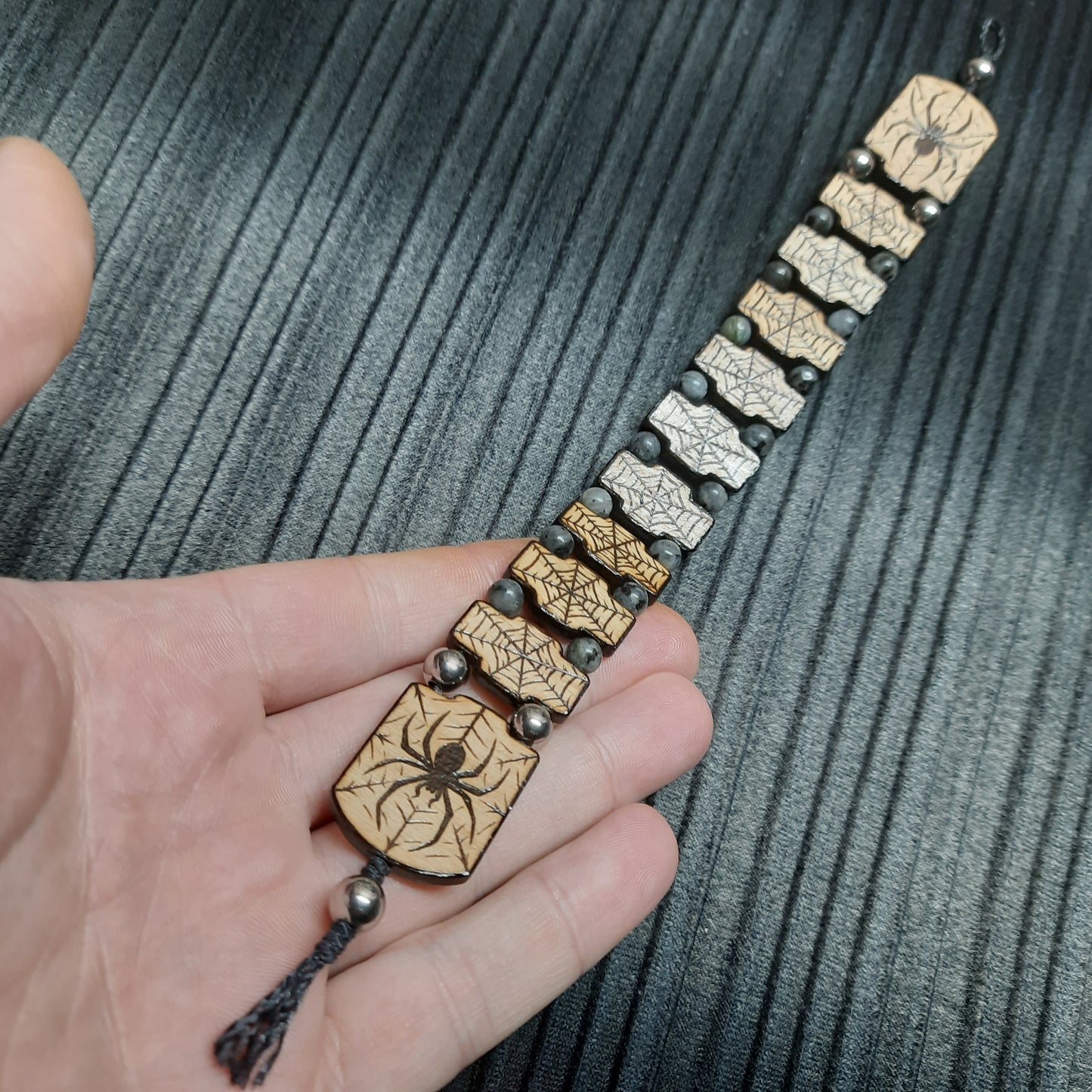Handmade Wooden Chetki Skilltoy | Slavic Flip Rosary | Pocket Worry Beads for Hand Dexterity "Spider totem"