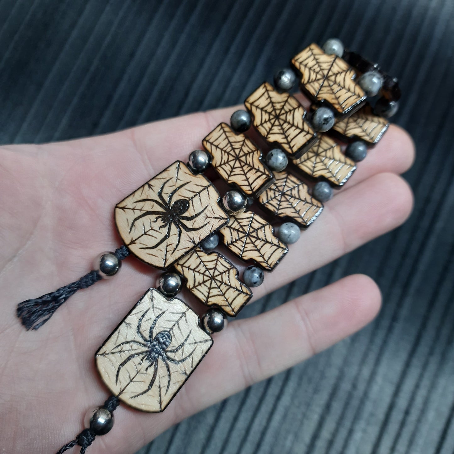 Handmade Wooden Chetki Skilltoy | Slavic Flip Rosary | Pocket Worry Beads for Hand Dexterity "Spider totem"