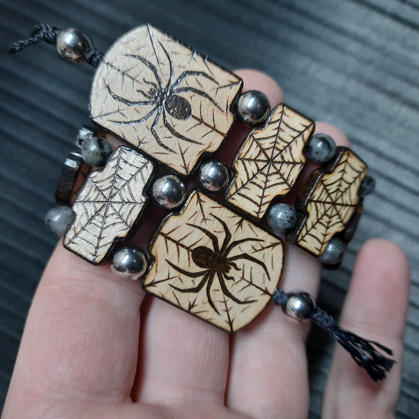 Handmade Wooden Chetki Skilltoy | Slavic Flip Rosary | Pocket Worry Beads for Hand Dexterity "Spider totem"