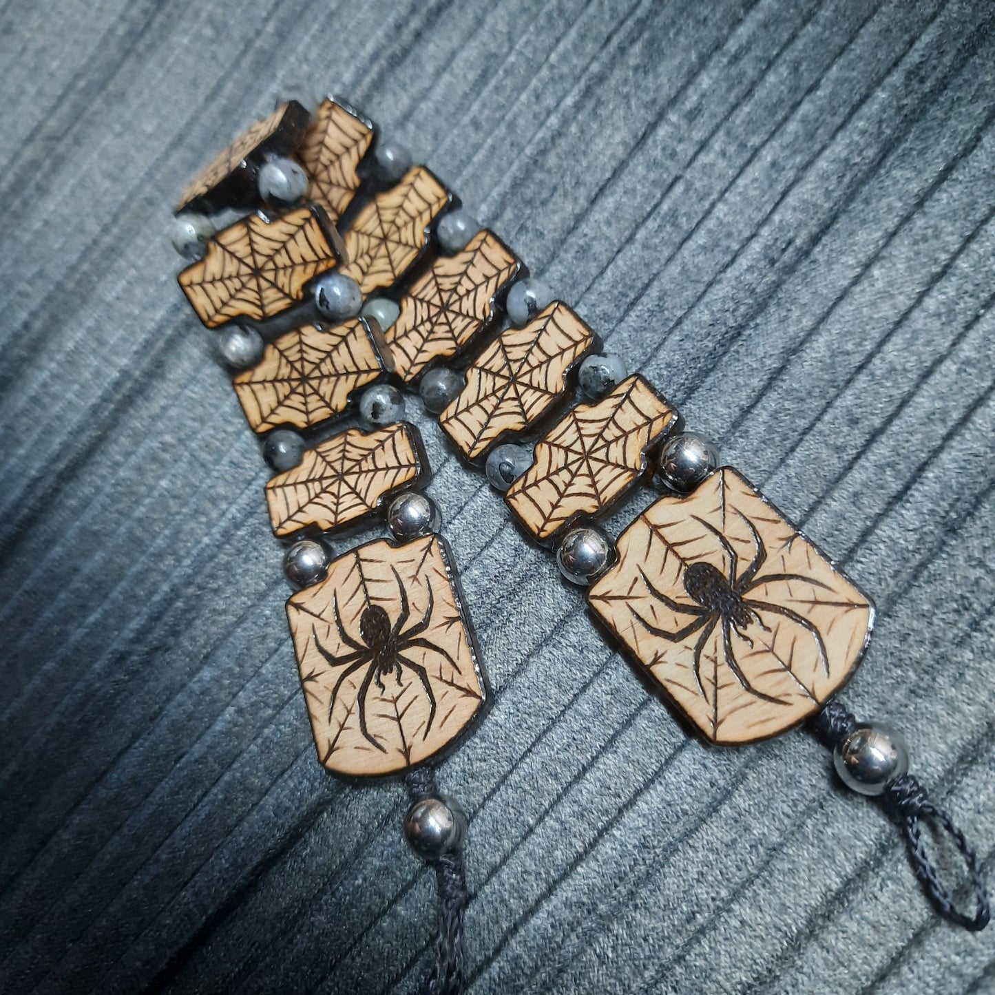 Handmade Wooden Chetki Skilltoy | Slavic Flip Rosary | Pocket Worry Beads for Hand Dexterity "Spider totem"