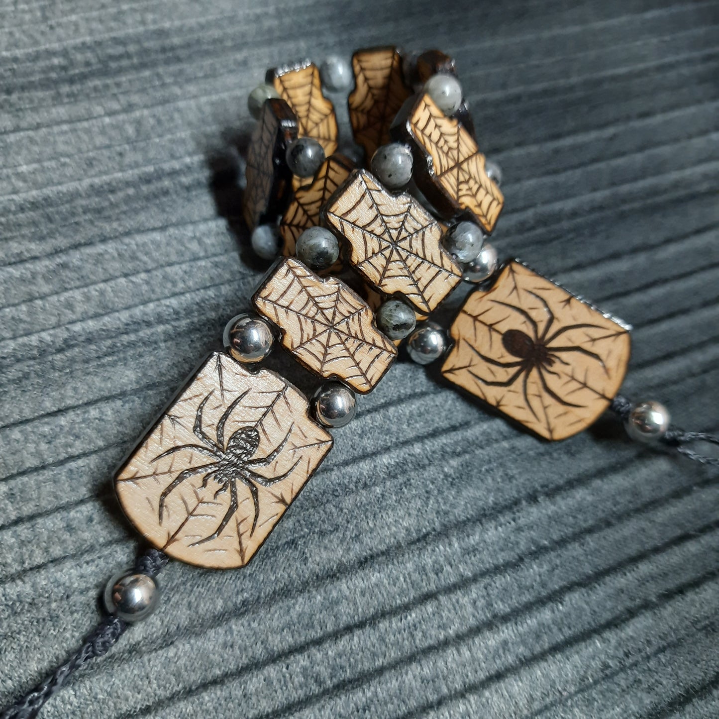 Handmade Wooden Chetki Skilltoy | Slavic Flip Rosary | Pocket Worry Beads for Hand Dexterity "Spider totem"