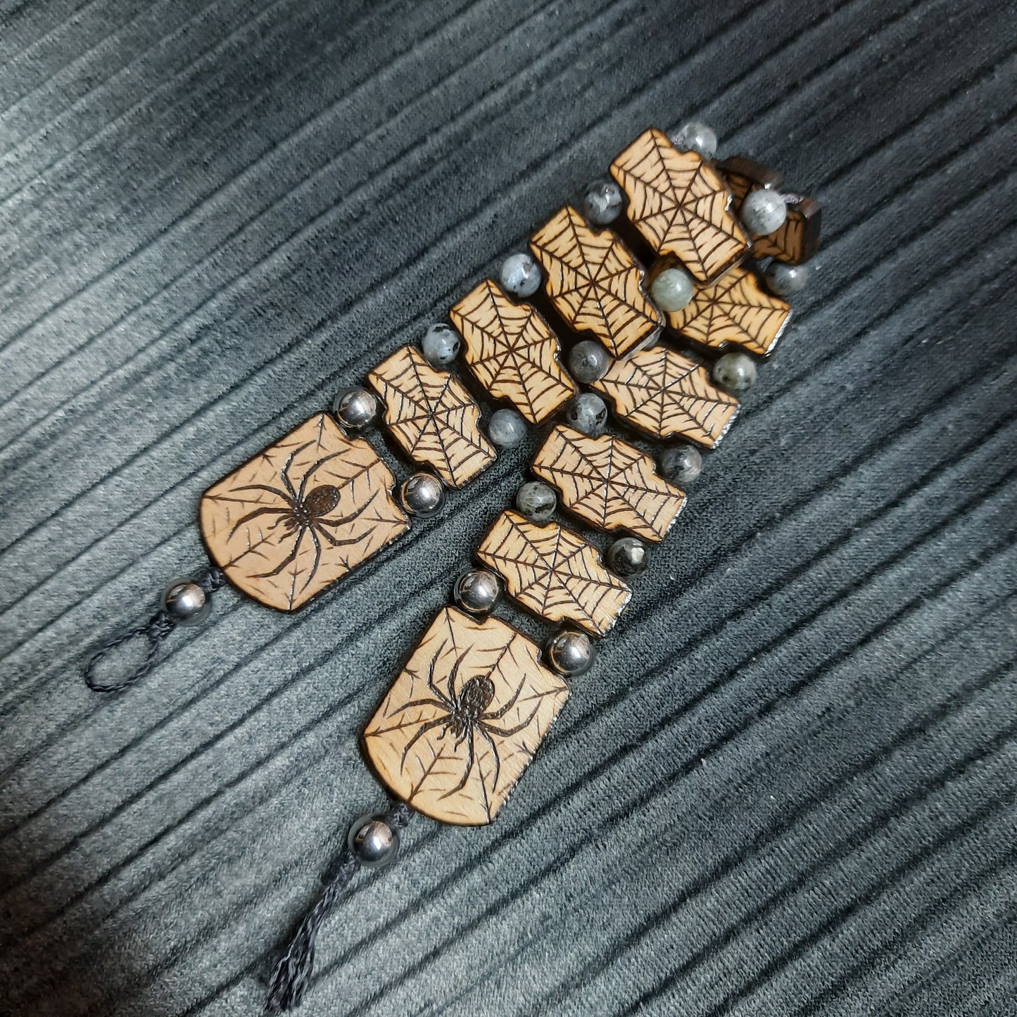 Handmade Wooden Chetki Skilltoy | Slavic Flip Rosary | Pocket Worry Beads for Hand Dexterity "Spider totem"
