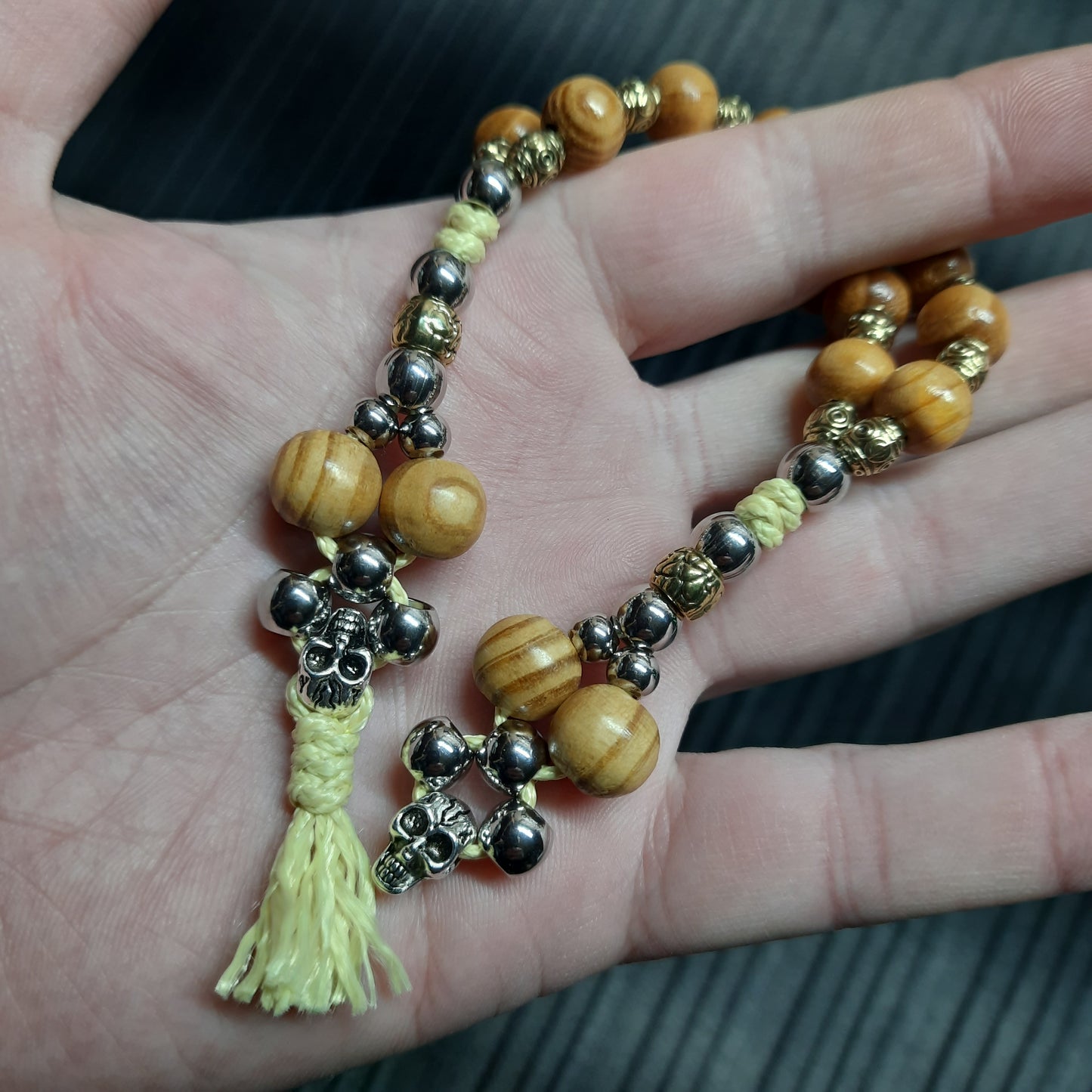 Handmade Wooden Chetki Skilltoy | Slavic Flip Rosary | Pocket Worry Beads for Hand Dexterity "Charon's partner" version - Golden scales