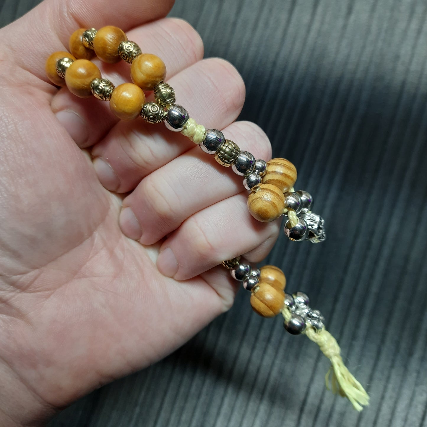Handmade Wooden Chetki Skilltoy | Slavic Flip Rosary | Pocket Worry Beads for Hand Dexterity "Charon's partner" version - Golden scales
