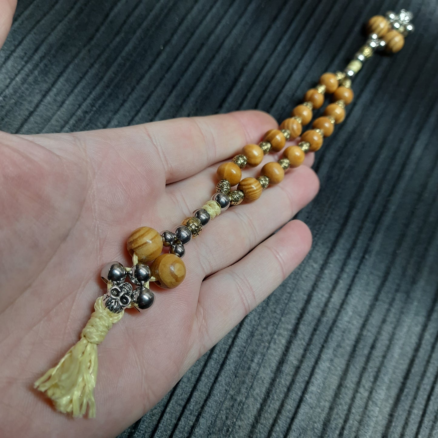 Handmade Wooden Chetki Skilltoy | Slavic Flip Rosary | Pocket Worry Beads for Hand Dexterity "Charon's partner" version - Golden scales