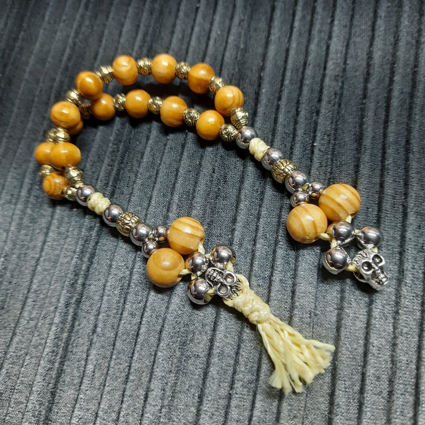 Handmade Wooden Chetki Skilltoy | Slavic Flip Rosary | Pocket Worry Beads for Hand Dexterity "Charon's partner" version - Golden scales