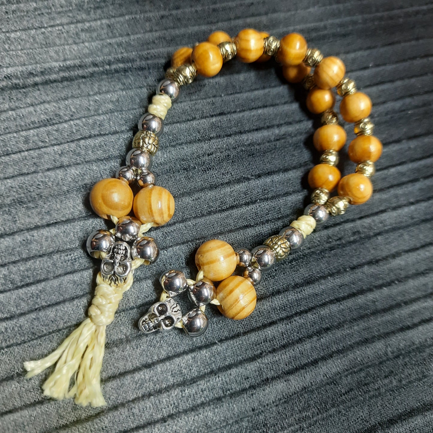 Handmade Wooden Chetki Skilltoy | Slavic Flip Rosary | Pocket Worry Beads for Hand Dexterity "Charon's partner" version - Golden scales