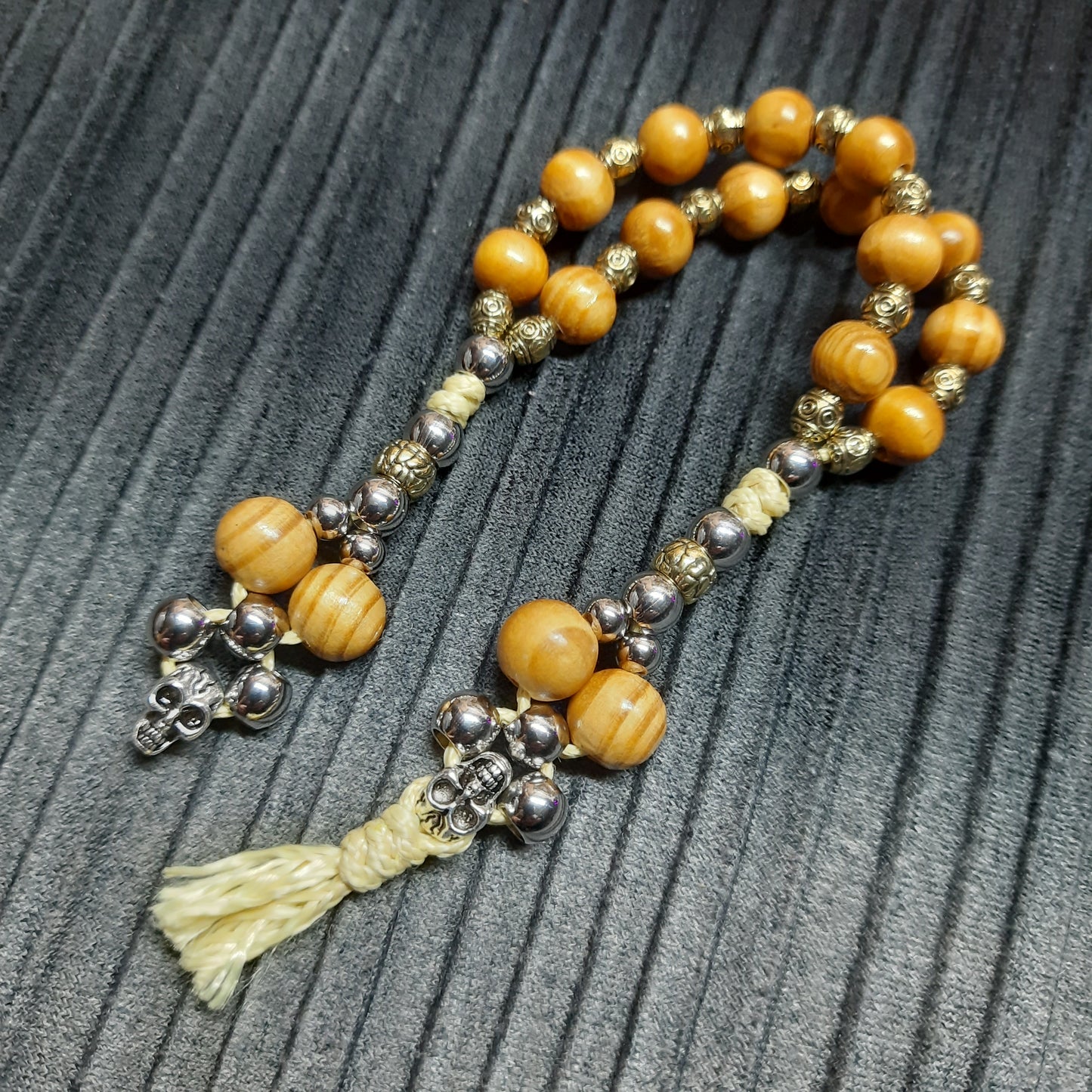 Handmade Wooden Chetki Skilltoy | Slavic Flip Rosary | Pocket Worry Beads for Hand Dexterity "Charon's partner" version - Golden scales
