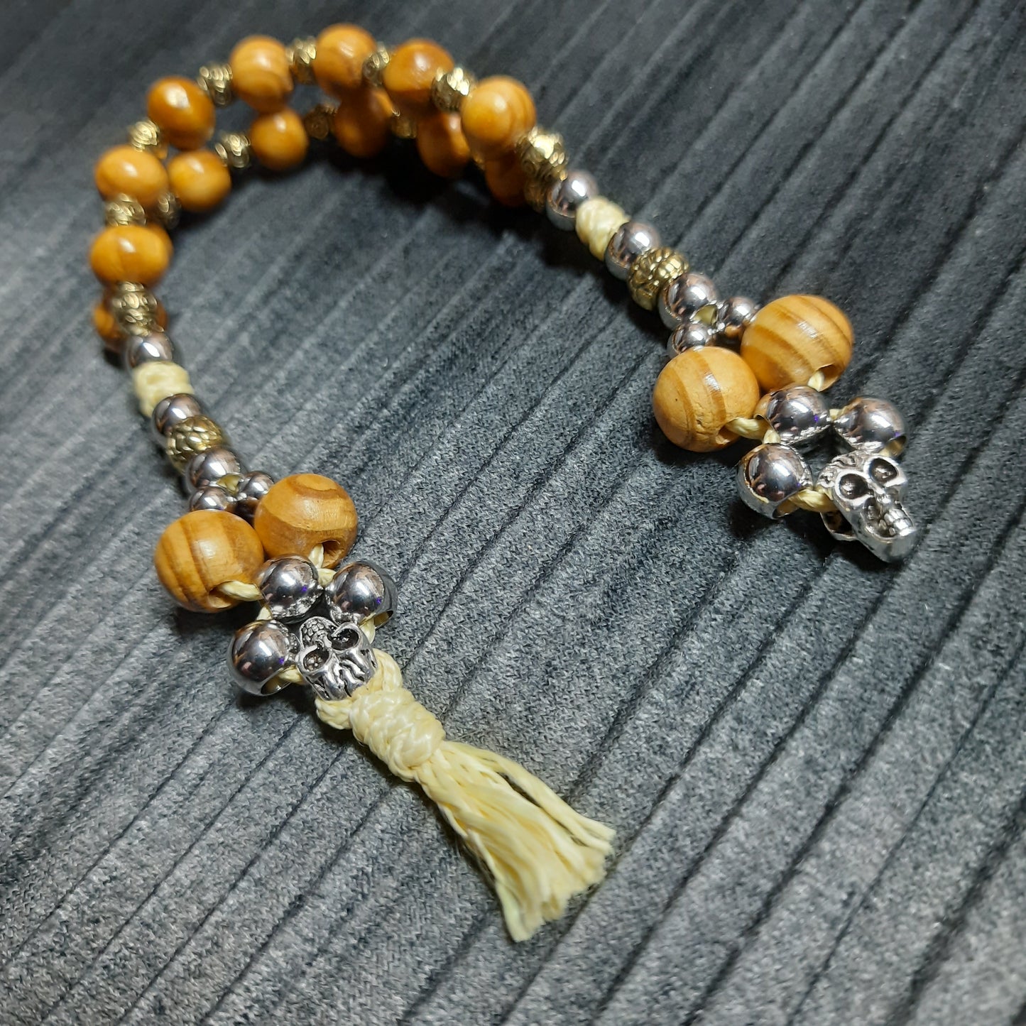 Handmade Wooden Chetki Skilltoy | Slavic Flip Rosary | Pocket Worry Beads for Hand Dexterity "Charon's partner" version - Golden scales