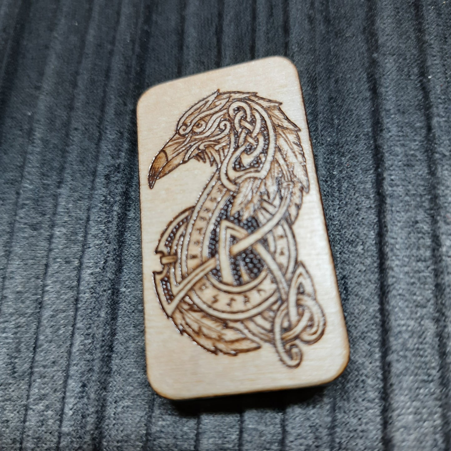 Wooden slider handmade "Raven and Shield"