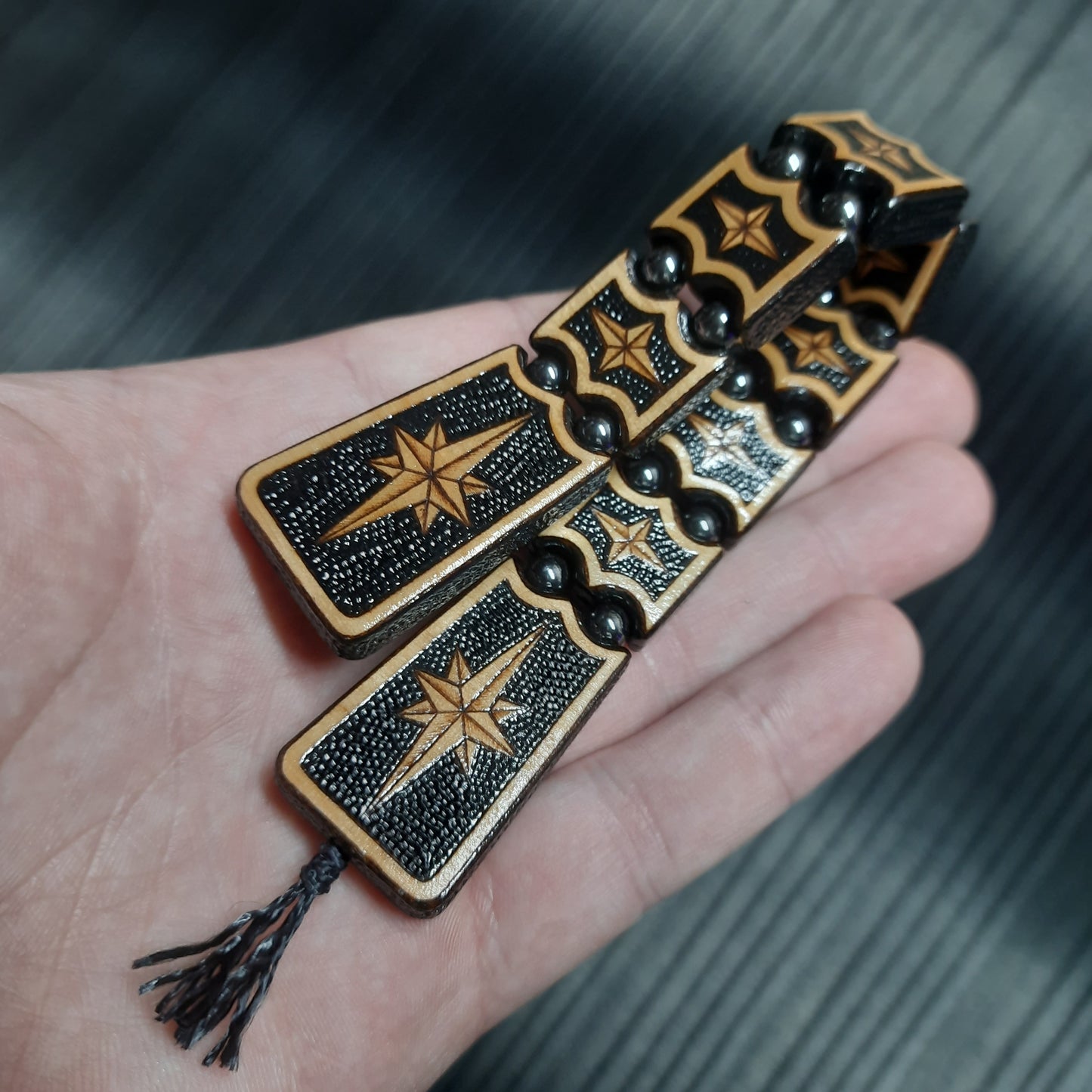 Handmade Wooden Chetki Skilltoy | Slavic Flip Rosary | Pocket Worry Beads for Hand Dexterity "Strict captain"