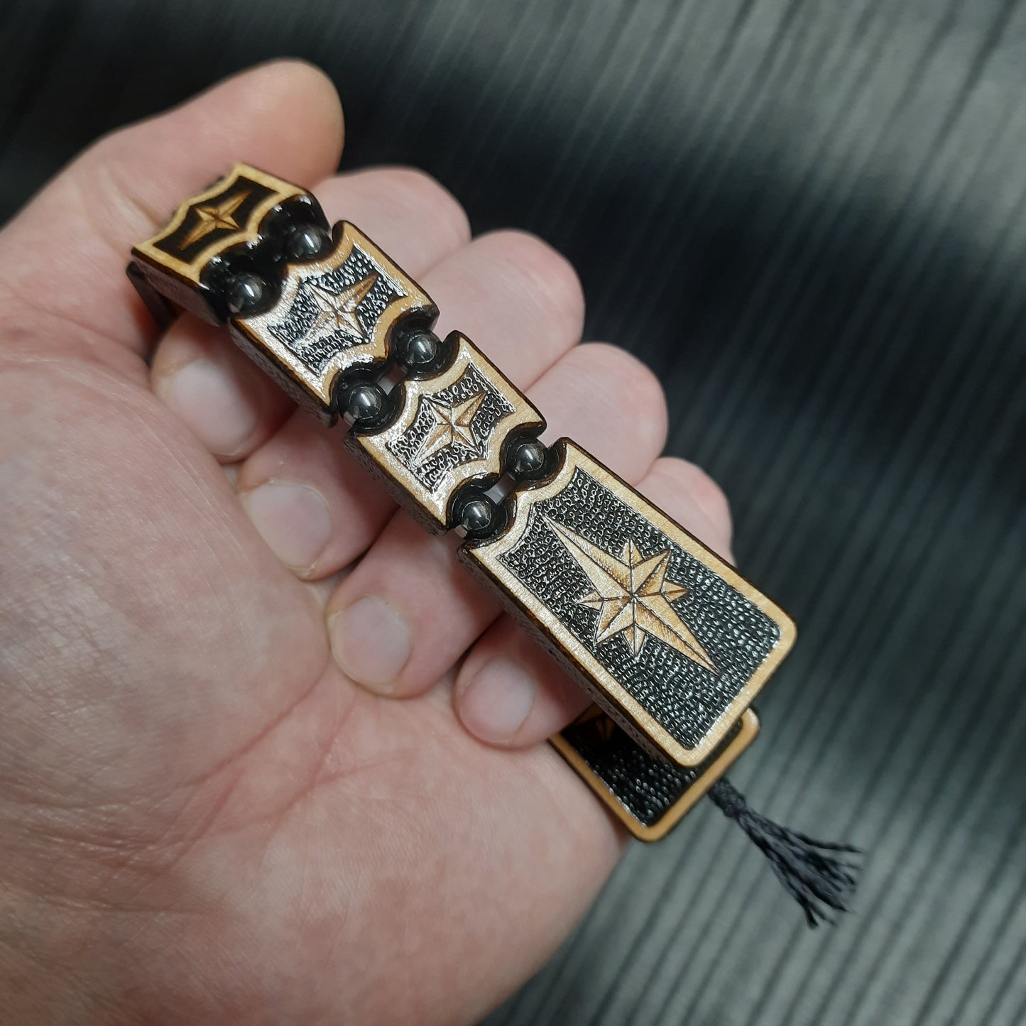Handmade Wooden Chetki Skilltoy | Slavic Flip Rosary | Pocket Worry Beads for Hand Dexterity "Strict captain"