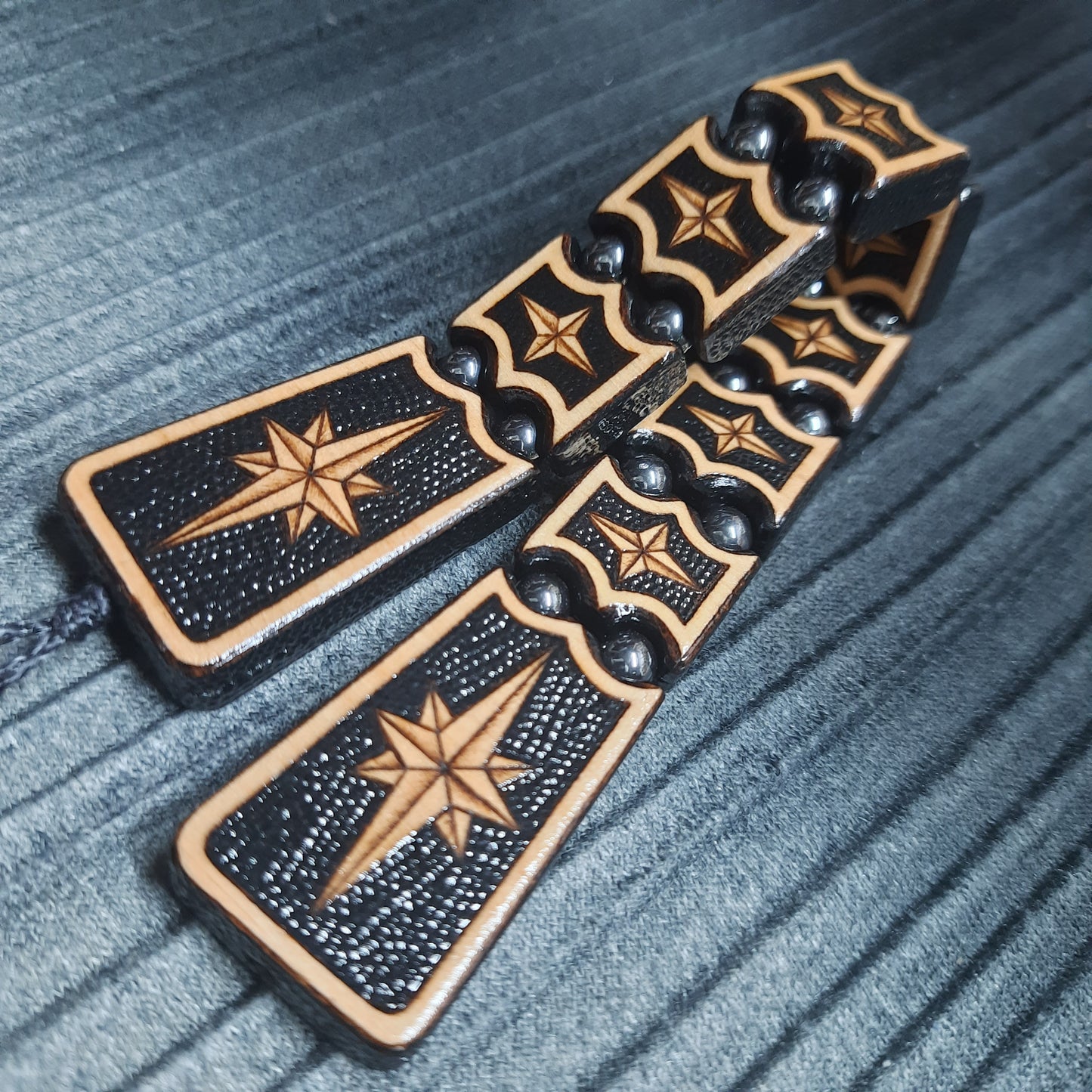 Handmade Wooden Chetki Skilltoy | Slavic Flip Rosary | Pocket Worry Beads for Hand Dexterity "Strict captain"