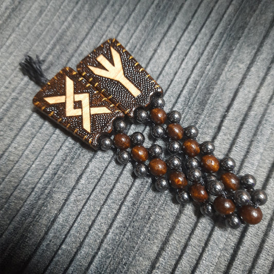 Handmade Wooden Chetki Skilltoy | Slavic Flip Rosary | Pocket Worry Beads for Hand Dexterity "Futhark Wing"