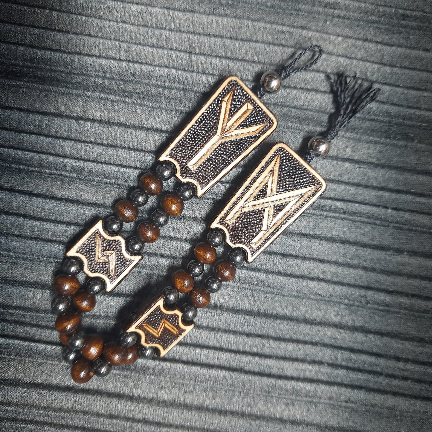 Handmade Wooden Chetki Skilltoy | Slavic Flip Rosary | Pocket Worry Beads for Hand Dexterity "Wing of the Futhark"