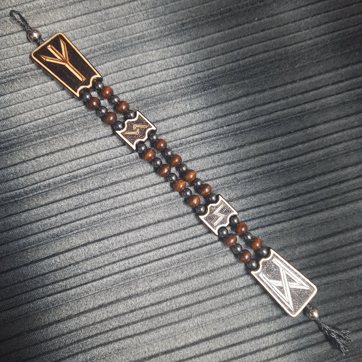 Handmade Wooden Chetki Skilltoy | Slavic Flip Rosary | Pocket Worry Beads for Hand Dexterity "Wing of the Futhark"