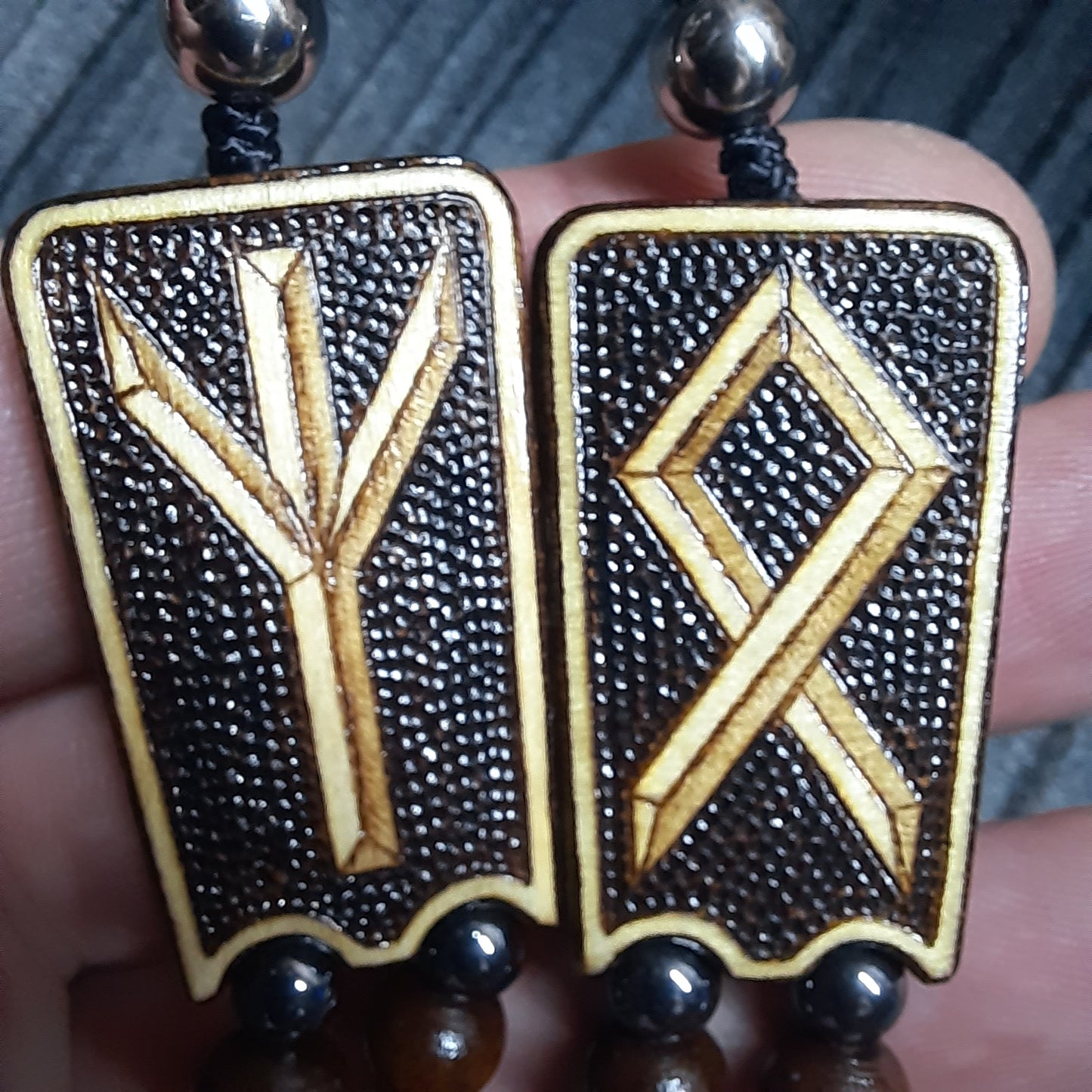 Handmade Wooden Chetki Skilltoy | Slavic Flip Rosary | Pocket Worry Beads for Hand Dexterity "Wing of the Futhark"