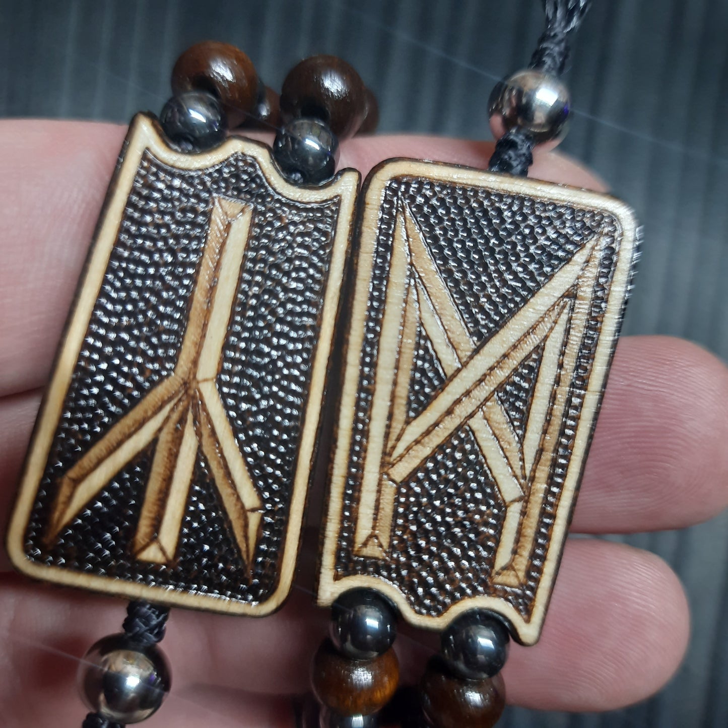 Handmade Wooden Chetki Skilltoy | Slavic Flip Rosary | Pocket Worry Beads for Hand Dexterity "Wing of the Futhark"