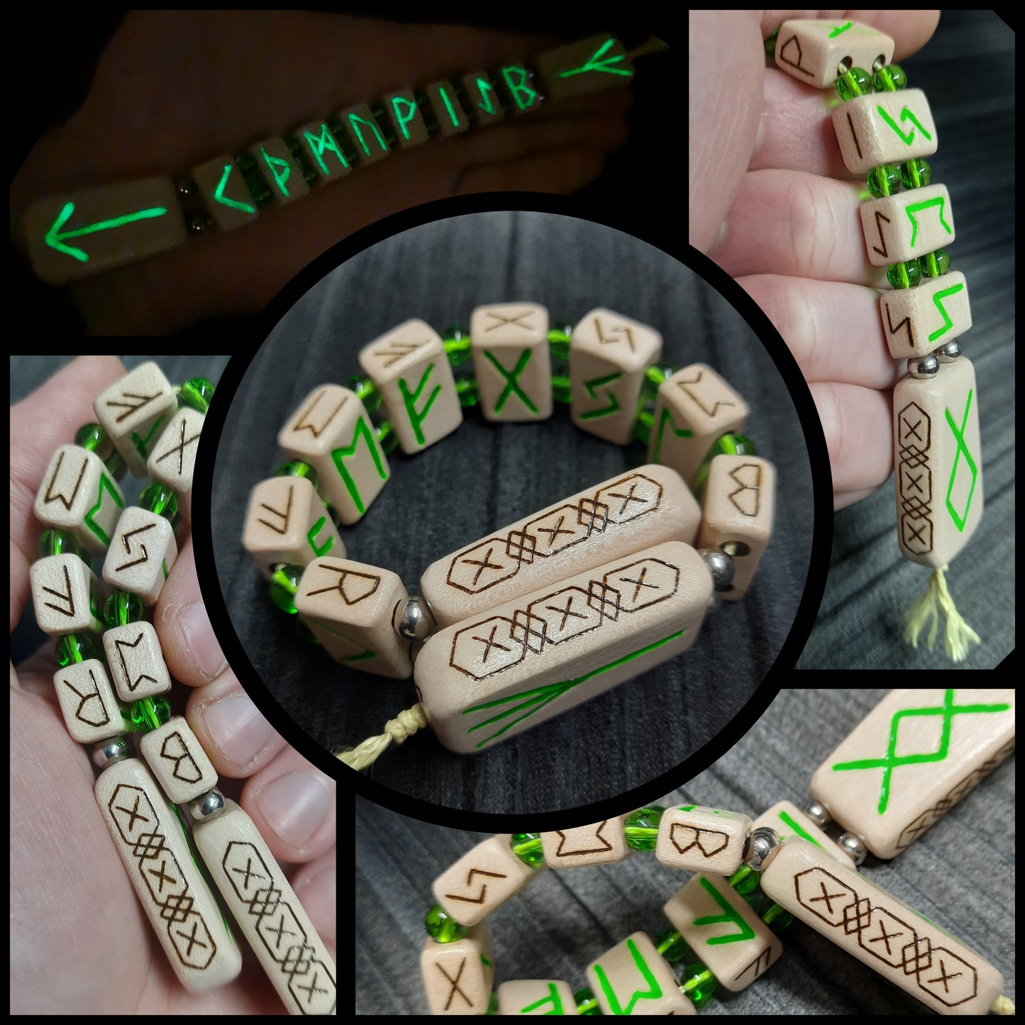 Chetki wooden "Glowing Futhark Runes"