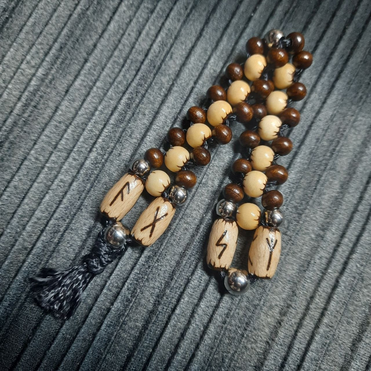 Handmade Wooden Chetki Skilltoy | Slavic Flip Rosary | Pocket Worry Beads for Hand "Meditative Path of Runes"