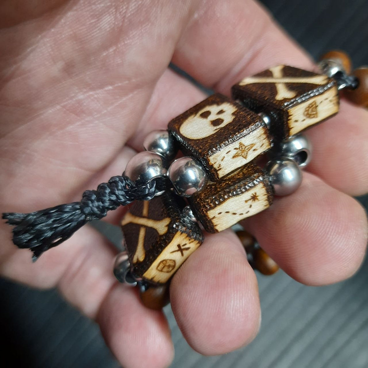Handmade Wooden Chetki Skilltoy "Treasure Hunter" Slavic Flip Rosary | Pocket Worry Beads for Hand Dexterity