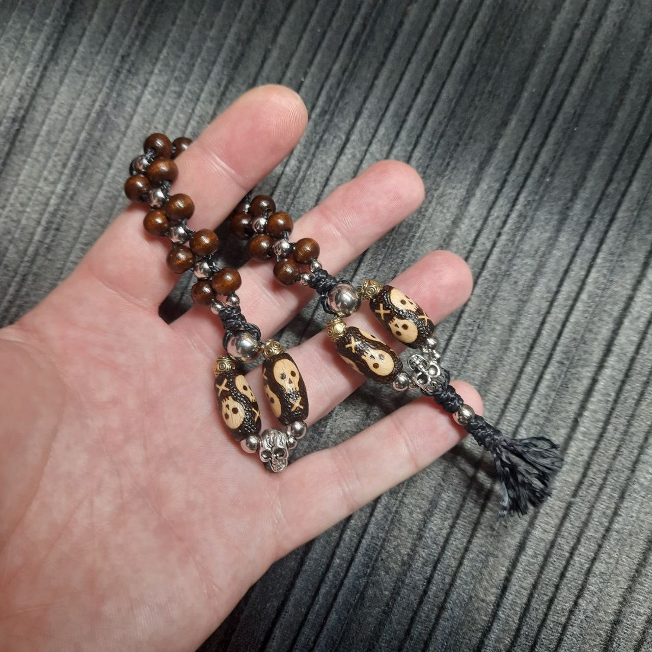 Handmade Wooden Chetki Skilltoy | Slavic Flip Rosary | Pocket Worry Beads for Hand "The Dark Soul of a Pirate"