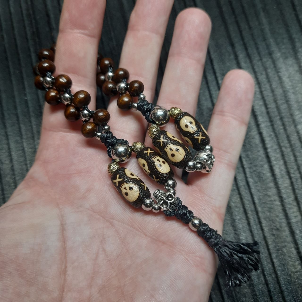 Handmade Wooden Chetki Skilltoy | Slavic Flip Rosary | Pocket Worry Beads for Hand "The Dark Soul of a Pirate"