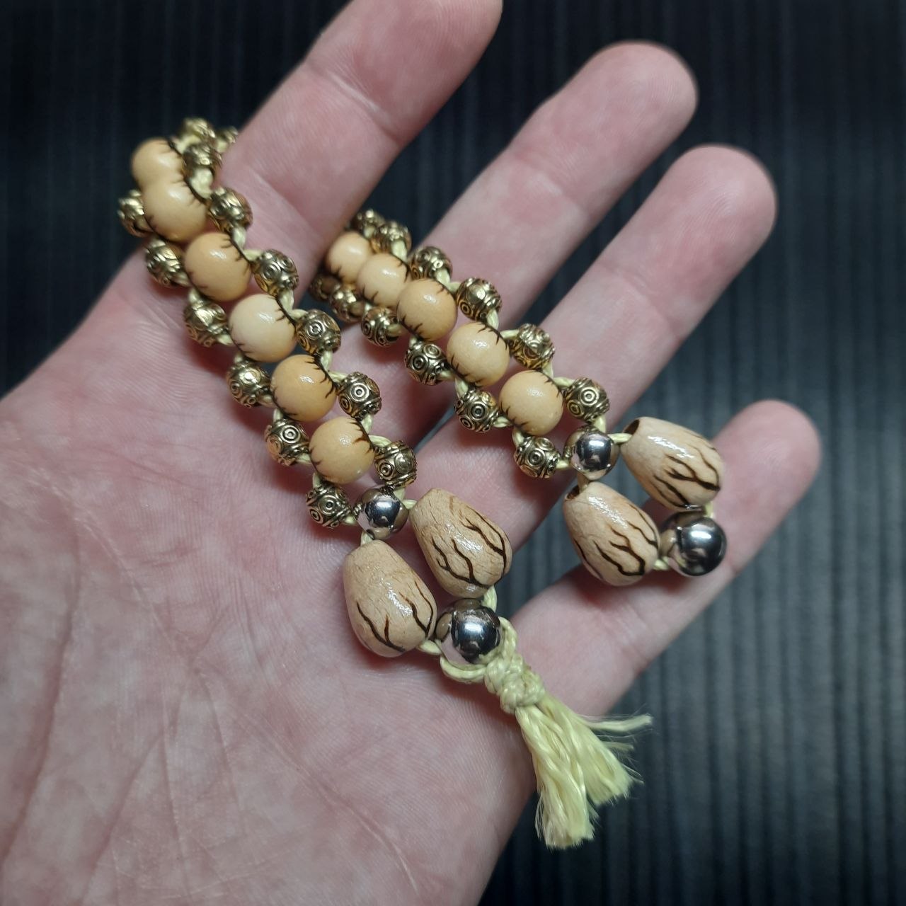 Handmade Wooden Chetki Skilltoy | Slavic Flip Rosary | Pocket Worry Beads for Handy "Golden Thunder Meditation"