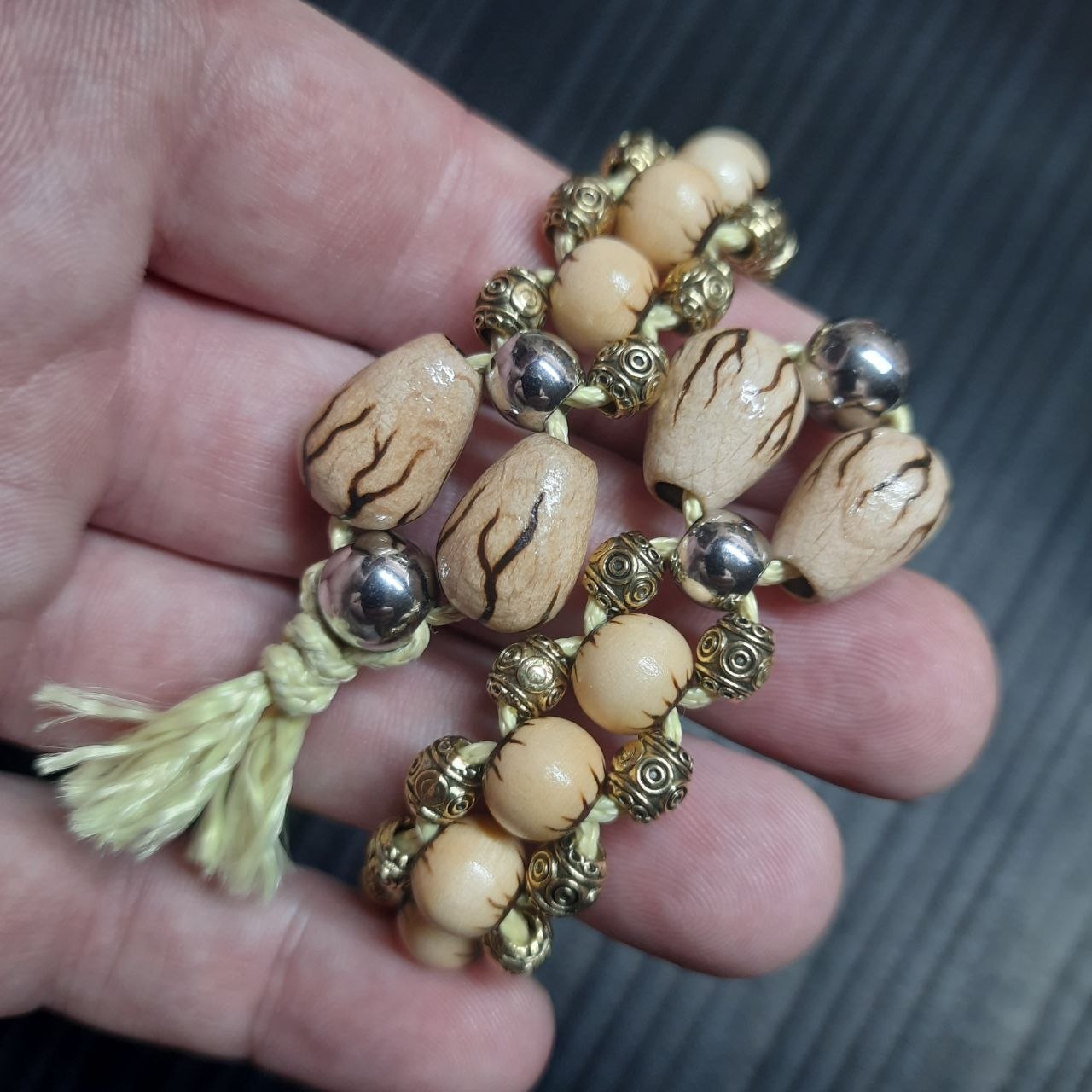 Handmade Wooden Chetki Skilltoy | Slavic Flip Rosary | Pocket Worry Beads for Handy "Golden Thunder Meditation"