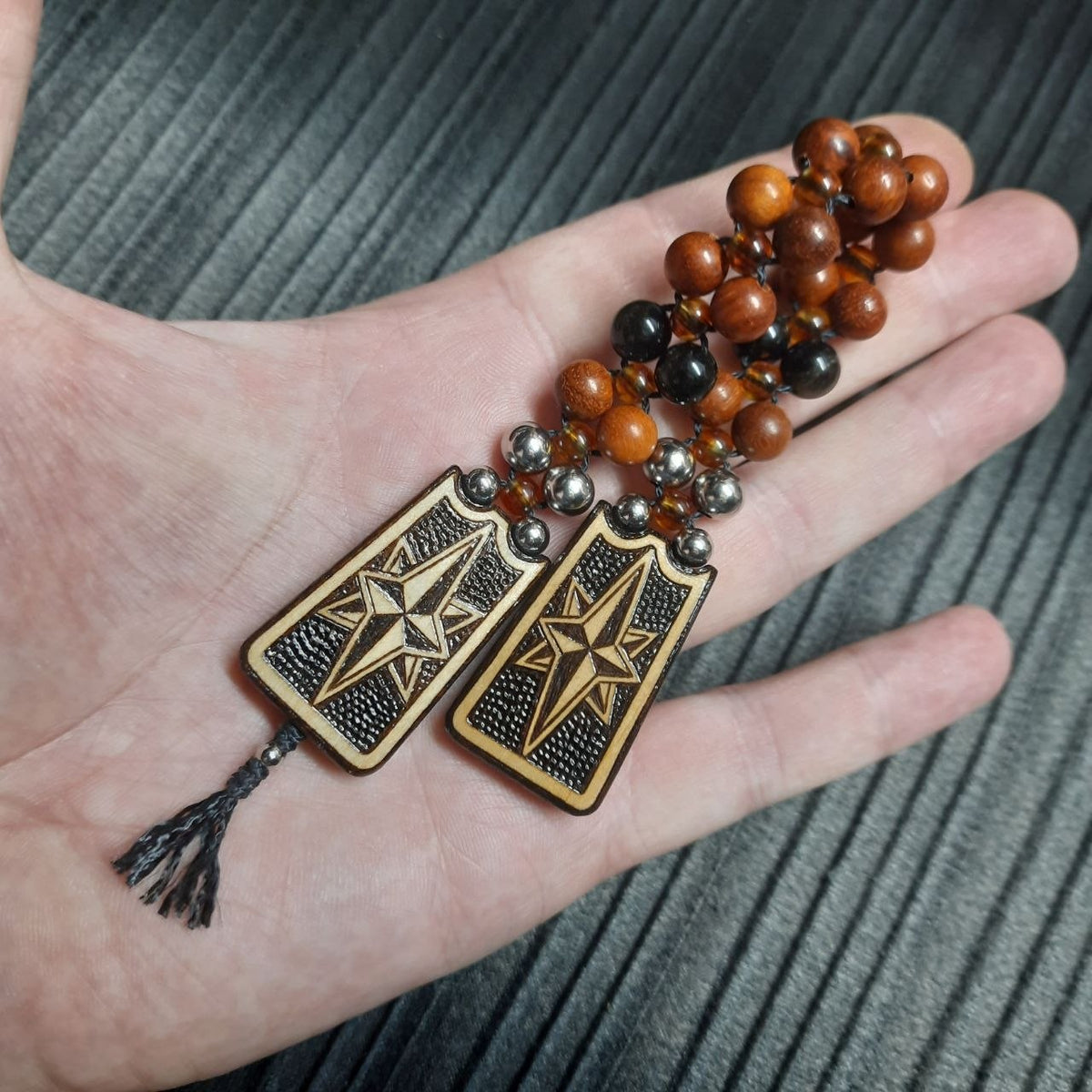 Handmade Wooden Chetki Skilltoy "Captain of the Golden Galleon" Slavic Flip Rosary | Pocket Worry Beads for Hand Dexterity
