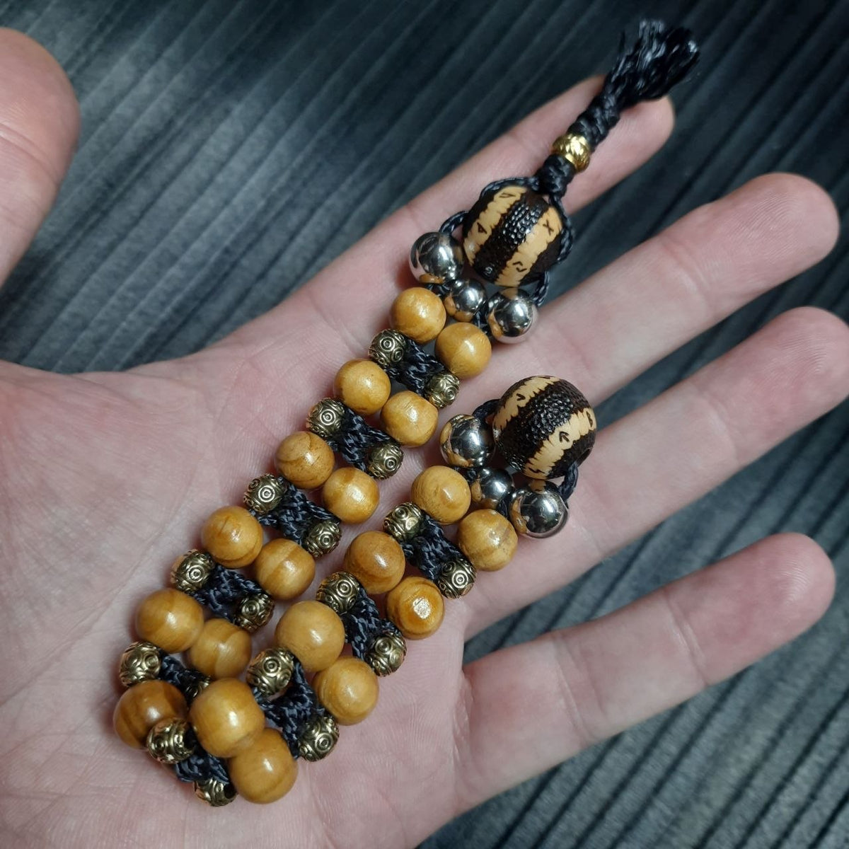 Handmade Wooden Chetki Skilltoy "Shalgorakht — Defender of the Rune Glade"      Slavic Flip Rosary | Pocket Worry Beads for Hand Dexterity
