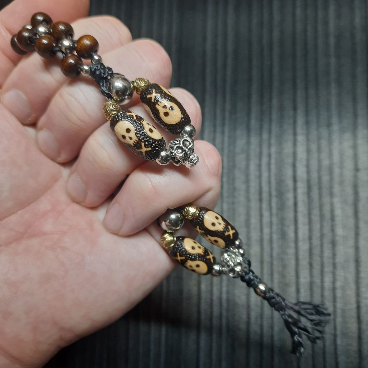 Handmade Wooden Chetki Skilltoy | Slavic Flip Rosary | Pocket Worry Beads for Hand "The Dark Soul of a Pirate"
