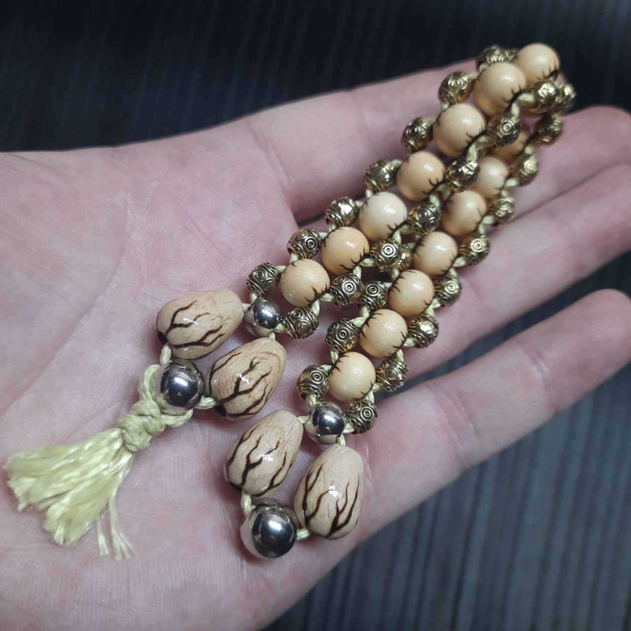 Handmade Wooden Chetki Skilltoy | Slavic Flip Rosary | Pocket Worry Beads for Handy "Golden Thunder Meditation"