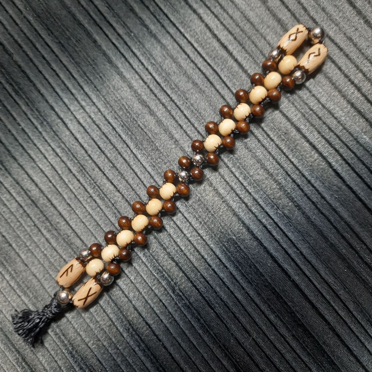 Handmade Wooden Chetki Skilltoy | Slavic Flip Rosary | Pocket Worry Beads for Hand "Meditative Path of Runes"