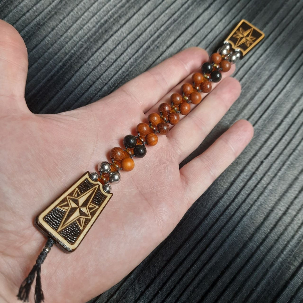 Handmade Wooden Chetki Skilltoy "Captain of the Golden Galleon" Slavic Flip Rosary | Pocket Worry Beads for Hand Dexterity