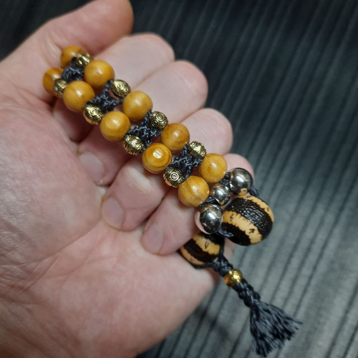 Handmade Wooden Chetki Skilltoy "Shalgorakht — Defender of the Rune Glade"      Slavic Flip Rosary | Pocket Worry Beads for Hand Dexterity