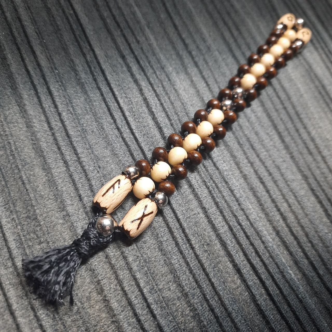 Handmade Wooden Chetki Skilltoy | Slavic Flip Rosary | Pocket Worry Beads for Hand "Meditative Path of Runes"