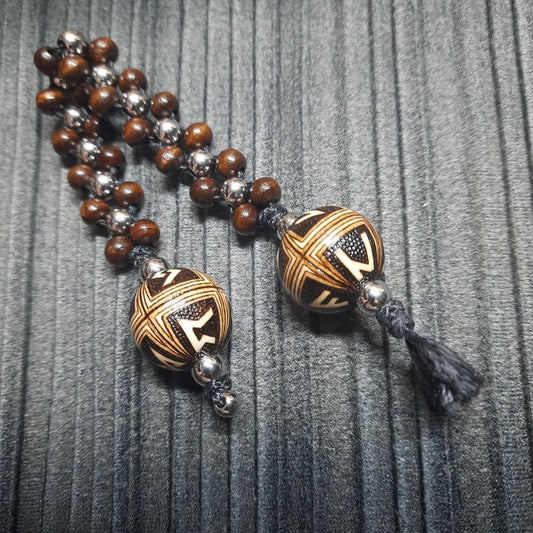 Handmade Wooden Chetki Skilltoy | Slavic Flip Rosary | Pocket Worry Beads for Hand "Futhark's satellites"