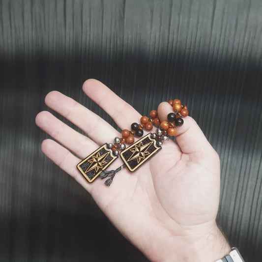 Handmade Wooden Chetki Skilltoy "Captain of the Golden Galleon" Slavic Flip Rosary | Pocket Worry Beads for Hand Dexterity