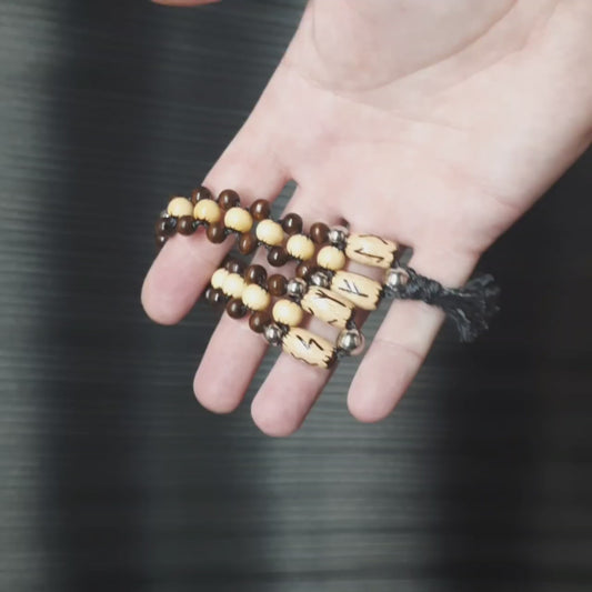 Handmade Wooden Chetki Skilltoy | Slavic Flip Rosary | Pocket Worry Beads for Hand "Meditative Path of Runes"