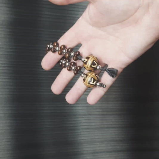 Handmade Wooden Chetki Skilltoy | Slavic Flip Rosary | Pocket Worry Beads for Hand "Futhark's satellites"